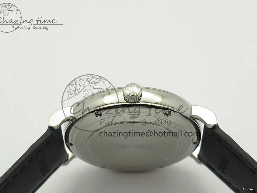 MIROTIME 0808 Portofino Automatic SS FKF 1:1 Best Edition White Dial RG Markers on Black Leather Strap A Stretchable 7141